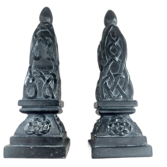 Vintage CBK LTD LLC 1999 Black Chess Like Figurine Statue Set of 2 Home Decor - Picture 2 of 10